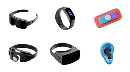 3D Render of Wearable Technology Devices on Transparent Background for Tech Concepts