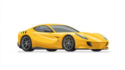 Sleek Yellow Sports Car Illustration on White Background