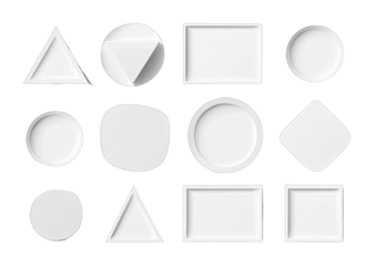 Collection of white geometric shapes