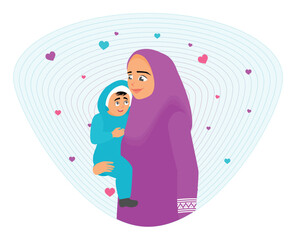 Mothers and daughters concept. A Mother and Child with Hearts in a Loving Embrace.