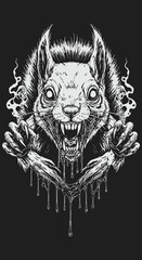 A Ferocious Graphic Squirrel with Dripping Venom.
