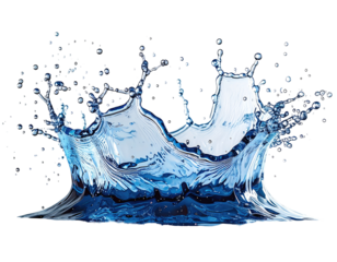 Water splash in vibrant blue