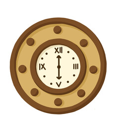 Cute round wooden wall clock with decorative buttons