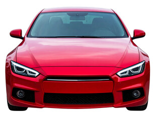 Sleek Red Sports Car Front Angle View, Luxury High-Performance Vehicle, Isolated on Transparent Background