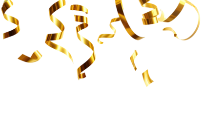 Gold streamers falling on a black background