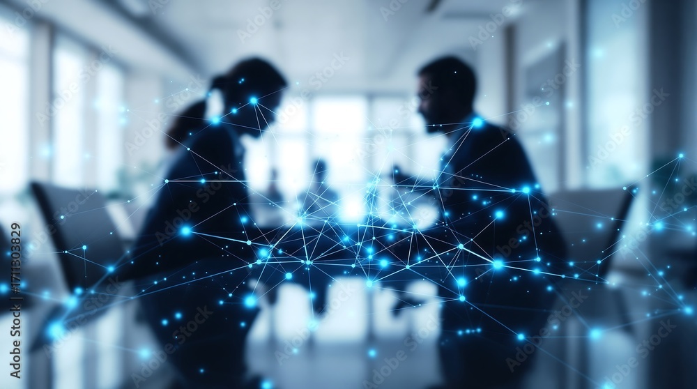 Aufkleber business meeting collaboration teamwork networking technology digital connection innovation concept