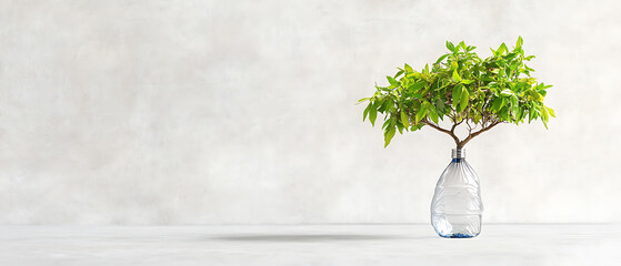 recycling and nature themes: photos of trees sprouting from waste, Earth held above trash, and green initiatives with ample blank spaces for environmental messages.