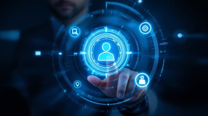 Obraz premium Human resources technology hr tech digital transformation and recruitment software concept for business