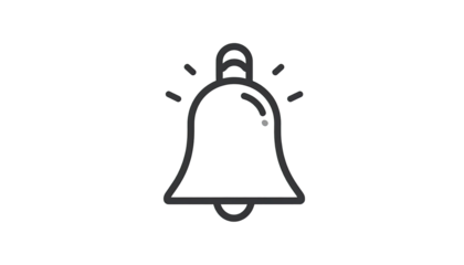 Simple bell icon in dark gray