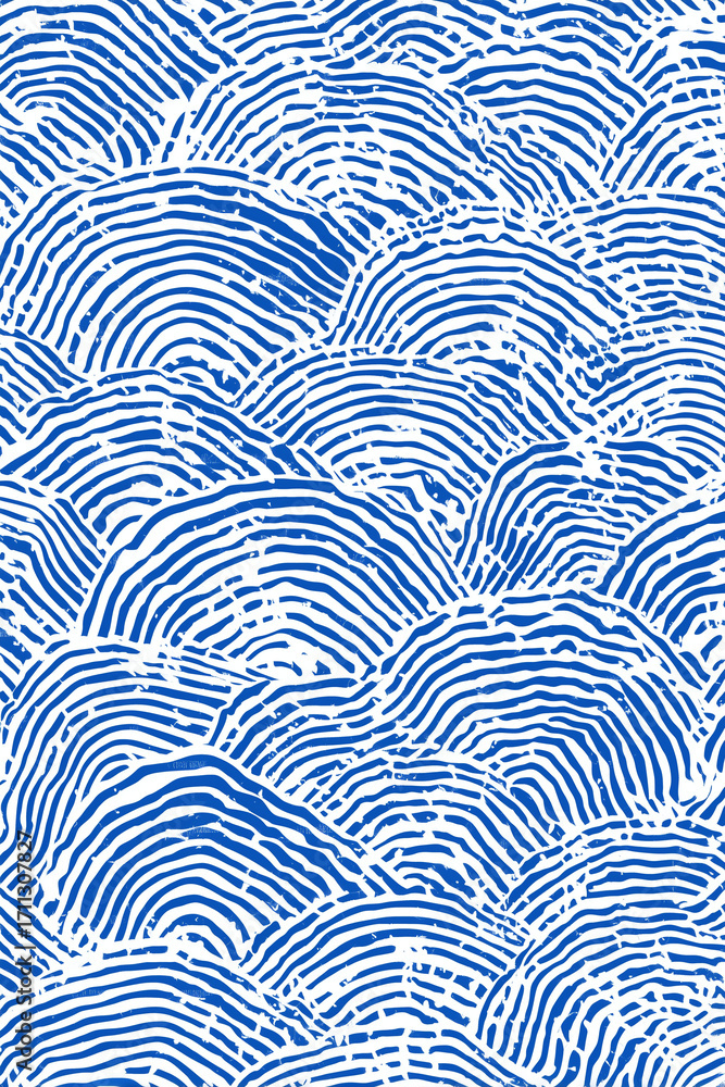 Poster blue wavy lines creating a seamless abstract pattern