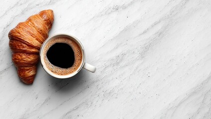 Coffee and Croissant Delight - A Perfect Morning Breakfast.