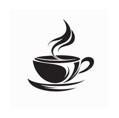 Cup of Coffee with Smoke Vector Design Logo on white background