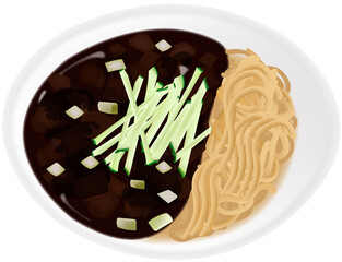 jajangmyeon Korean black bean noodles