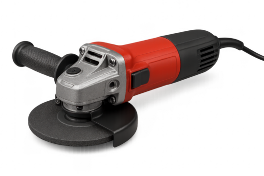 Red Angle Grinder Power Tool with Transparent Background - Powered by Adobe