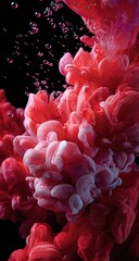 Vibrant Red Ink Cloud Explosion in Water Abstract Art.
