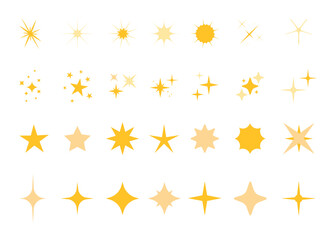 Obraz premium Retro futuristic sparkle icons collection. Set of star shapes. Abstract cool shine effect sign vector design. Templates for design, posters, projects, banners, logo, and business cards.