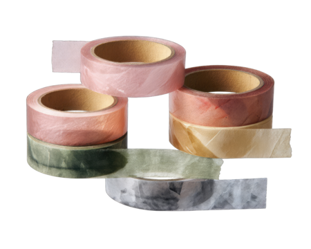 Rolled decorative tapes in pastel colors
