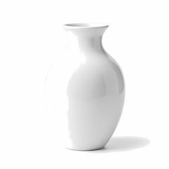 White ceramic vase isolated on white background home decor flower vase