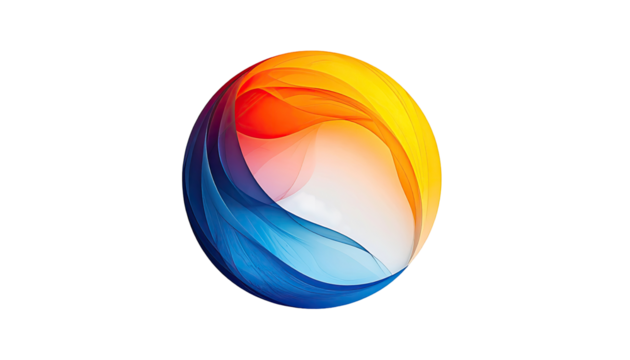 Abstract sphere, vibrant colors, flowing design