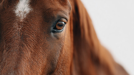 茶色い馬の顔をアップさせた写真