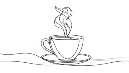 A cup of coffee with steam rising