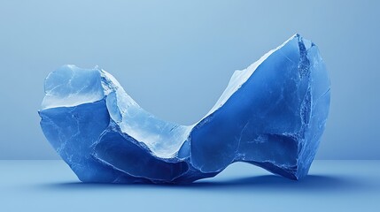 abstract, c4d, broken sculpture texture, simple, blue, broken open, thick edge, minimal, rich blue