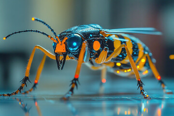 Fototapeta premium Close-up of a bee on a table.