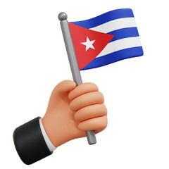 A hand holding the Cu_Cuba flag
