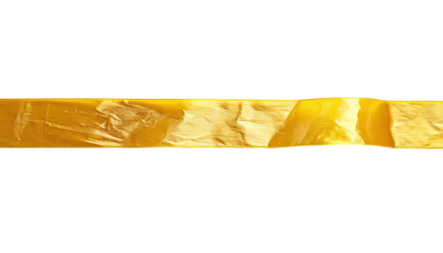 Gold-toned, crumpled, plastic tape