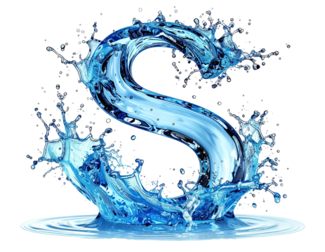 Abstract water splash forming the letter S