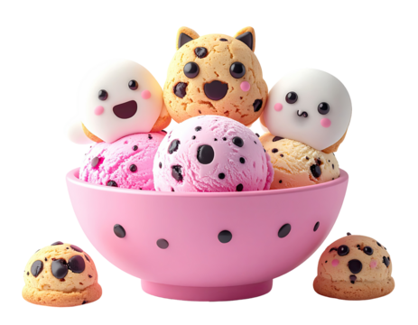 Cute ice cream treats in a bowl
