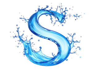 Water splashes forming the letter S