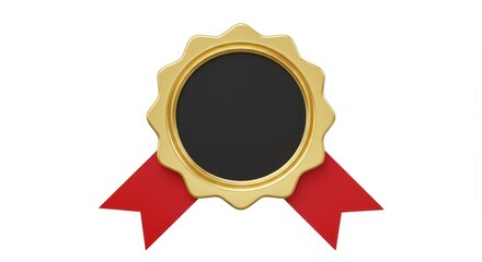 Elegant golden seal with red ribbon, a symbol of prestige and recognition