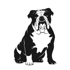 Bulldog Silhouette Vector Strong Dog Sitting Minimal Logo Illustration
