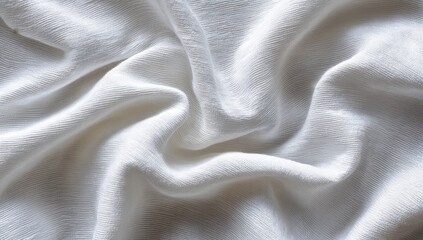 Close up of flowing white fabric with soft folds and gentle curves.