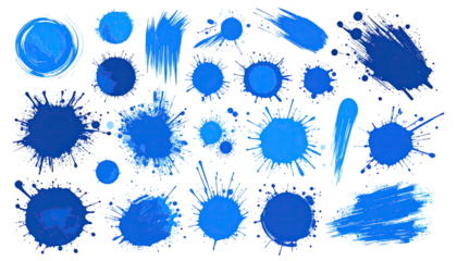 Abstract blue paint splatters on black background (1)