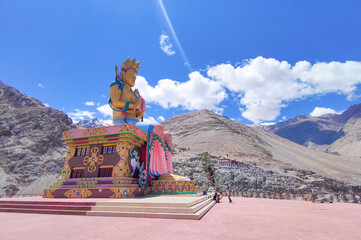 Maitreya Buddha tallest Statue in Diskit Monastery in Nubra Valley in Leh, Ladakh, India.