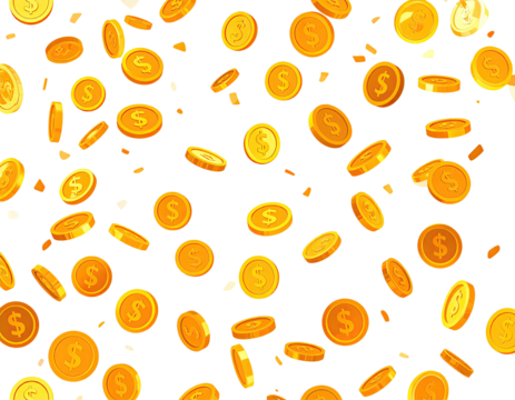 A pattern of falling gold coins