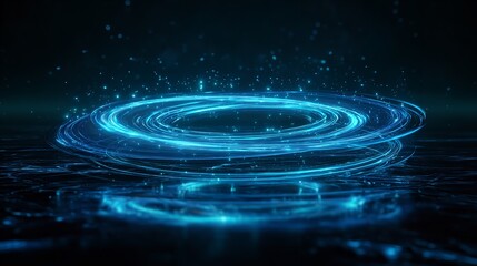 Fototapeta premium Water ripples in dark, starlit background