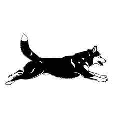 Siberian Husky Running Silhouette Vector Dynamic Dog Logo Design