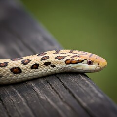 Obraz premium Close-up of a Snake on Wood.