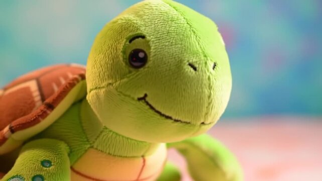 Stuffed turtle toy with happy smile