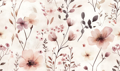 Floral or leaf pattern background suitable for wallpaper, fabric, or decorative design. Soft colors and natural style, ideal for digital and print use.