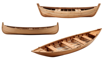 白背景に木製のボート
