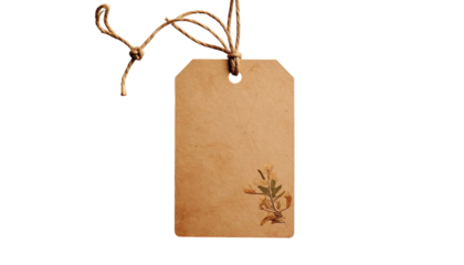 Vintage paper tag with flower
