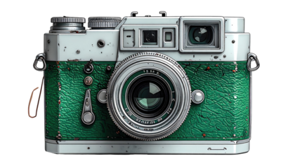 Vintage camera, green and white, distressed look