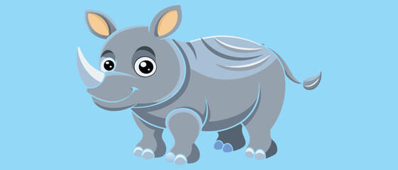 Cartoon Rhino Character – Cute Rhino Illustration, Funny Rhinoceros Drawing, Kids Zoo Animal Cartoon, Happy Rhino Clipart, Rhino Cute Character Art, Jungle Rhino Mascot Drawing, Rhino Cartoon Kids Ill