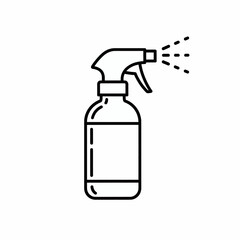 A simple black and white line art icon of a spray bottle with a trigger, dispensing a fine mist.