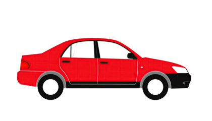 Profile view of a red car