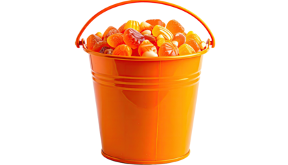 Halloween candy bucket filled with colorful treats